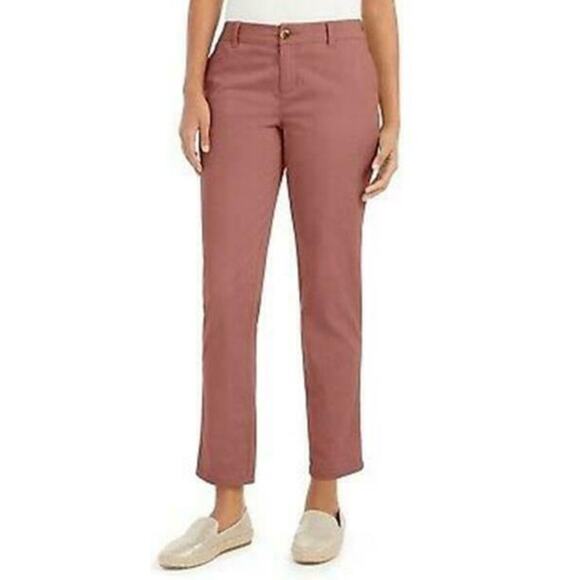 Style & Co Chino Pants Cropped Straight-Leg Rose Gold 4 Zipper Button Closure - Picture 3 of 7
